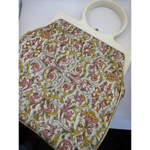 Vintage MCM Lucite handbag/purse with a brass‑tone metal frame, fabric interior